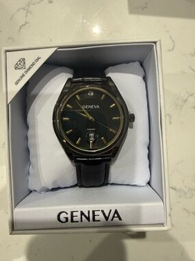 Geneva Black Watch with Gold Accents